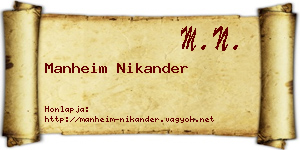 Manheim Nikander névjegykártya
